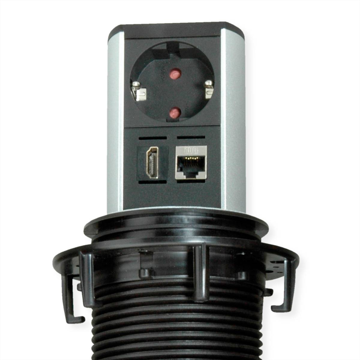 BACHMANN ELEVATOR 1xCEE7/3 1xHDMI 1xCAT6A 90° 0,5m GST18