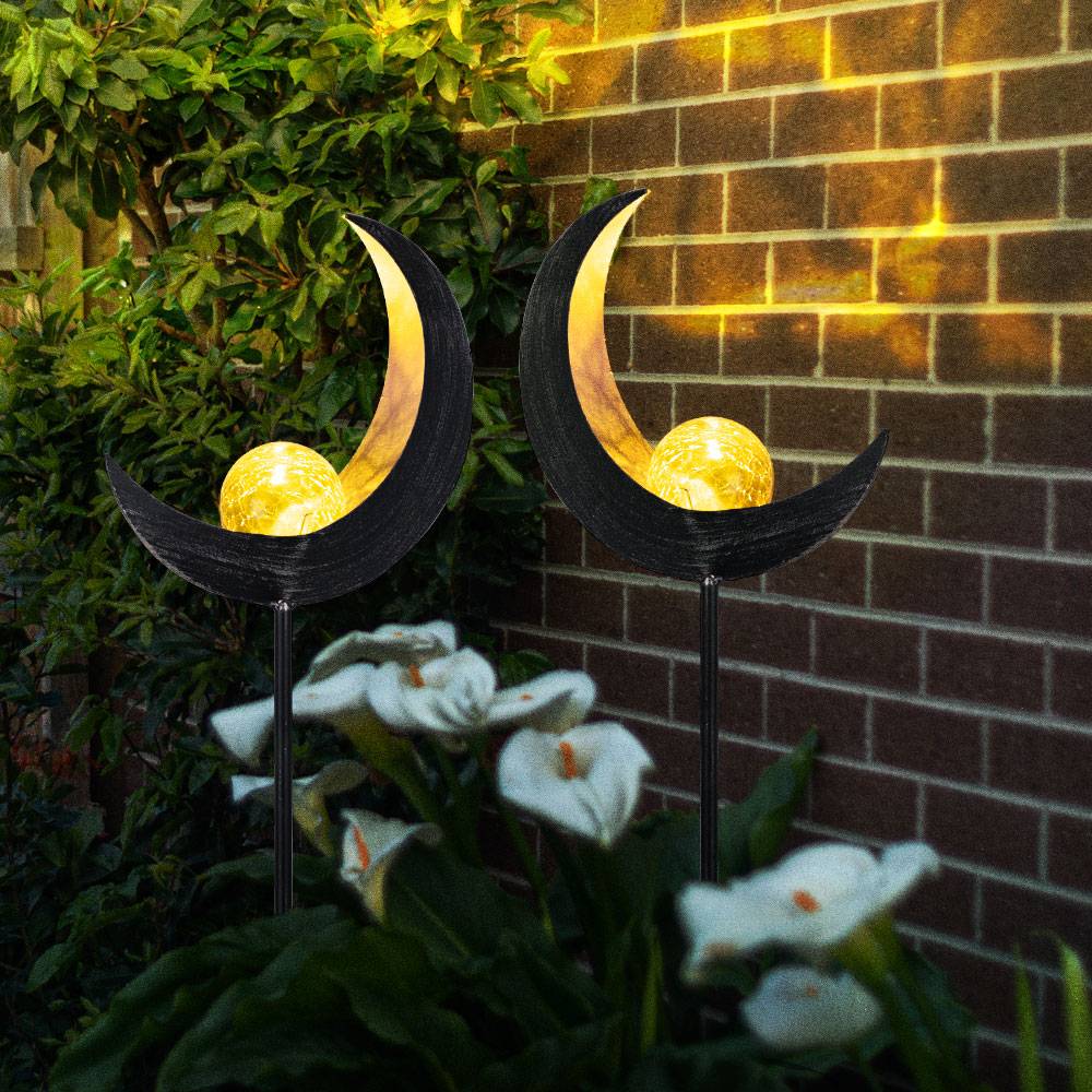 Stecklampe Erdspieß Steckleuchte Garten Hof, Glas bronzefarben, Metall, LED, wetterfest, LxBxH 18x6x90 cm, 2er Set
