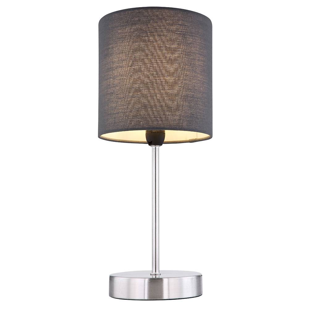 Tischleuchte Tischlampe Wohnzimmer Leselampe Textilschirm Nachttischlampe, anthrazit Ambiente-Licht, 1x E14, DxH 15x35 cm