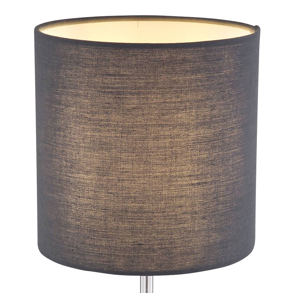 Tischleuchte Tischlampe Wohnzimmer Leselampe Textilschirm Nachttischlampe, anthrazit Ambiente-Licht, 1x E14, DxH 15x35 cm