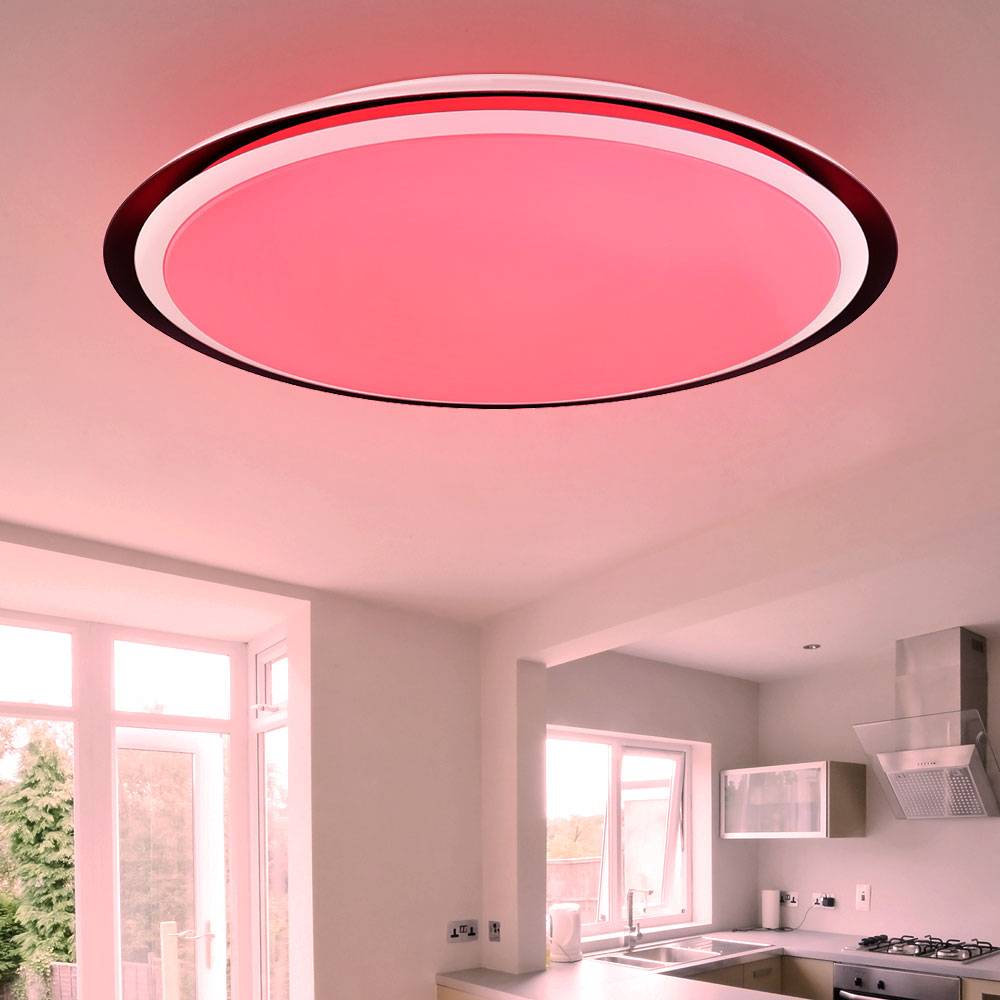 Smart Home Deckenleuchte RGB Deckenlampe App steuerbar Deckenlampe Smart, Fernbedienung dimmbar, 1x RGB 5W 1x LED 40W 3200Lm 3000-6500K, 56 cm