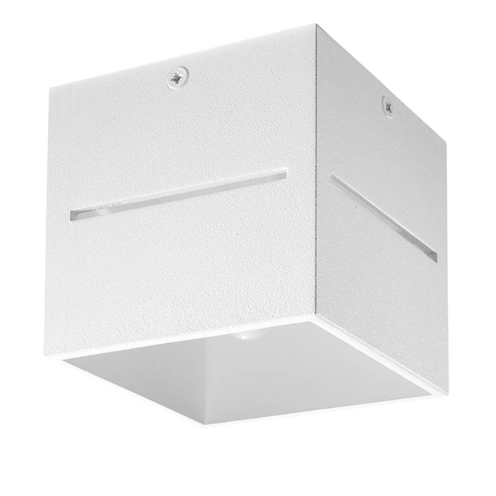 Deckenspot eckig weiß Aufbau-Deckenstrahler Aufbauspot Flur, mit Lichteffekt aus Aluminium, 1x G9, LxH 10x10 cm