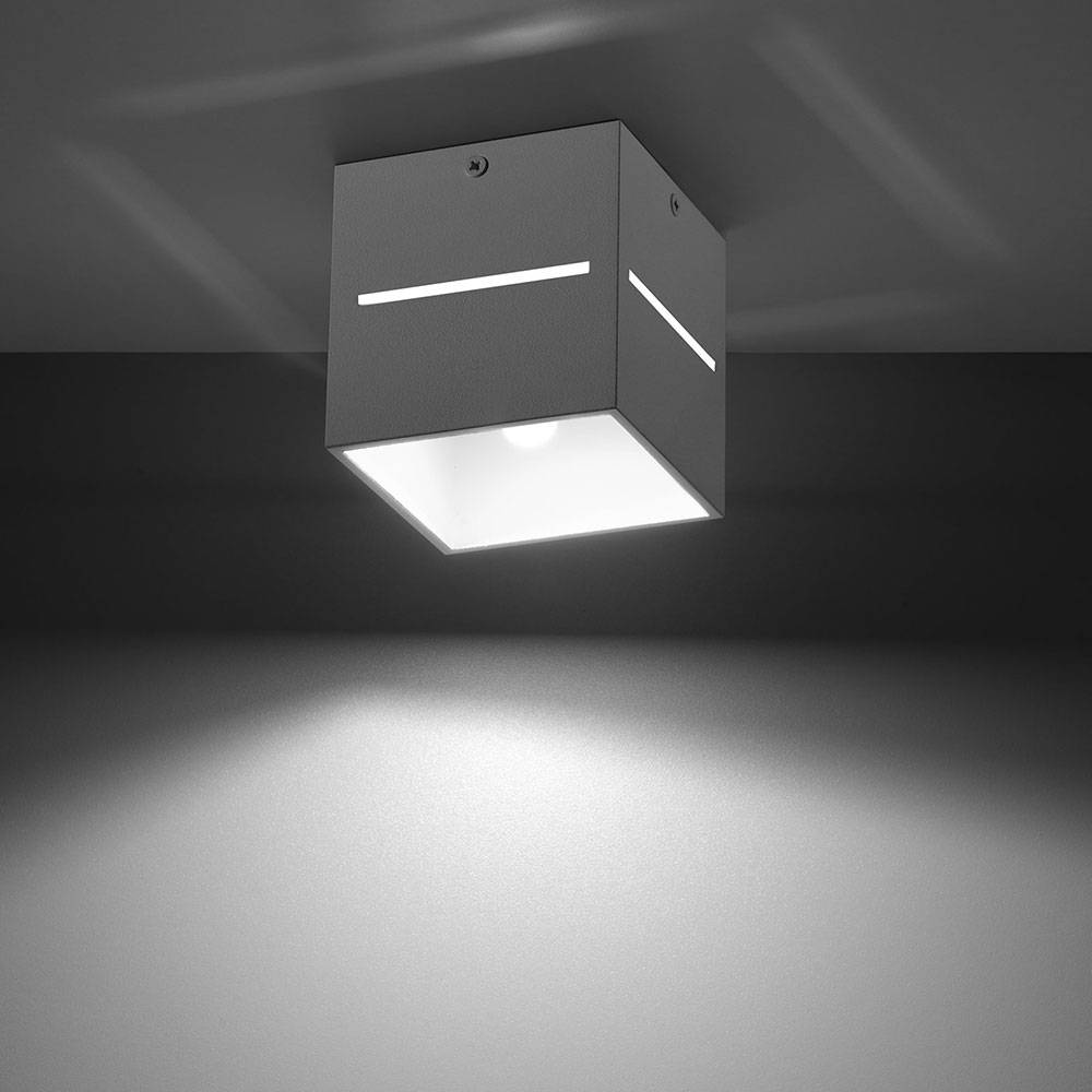 Deckenspot eckig weiß Aufbau-Deckenstrahler Aufbauspot Flur, mit Lichteffekt aus Aluminium, 1x G9, LxH 10x10 cm