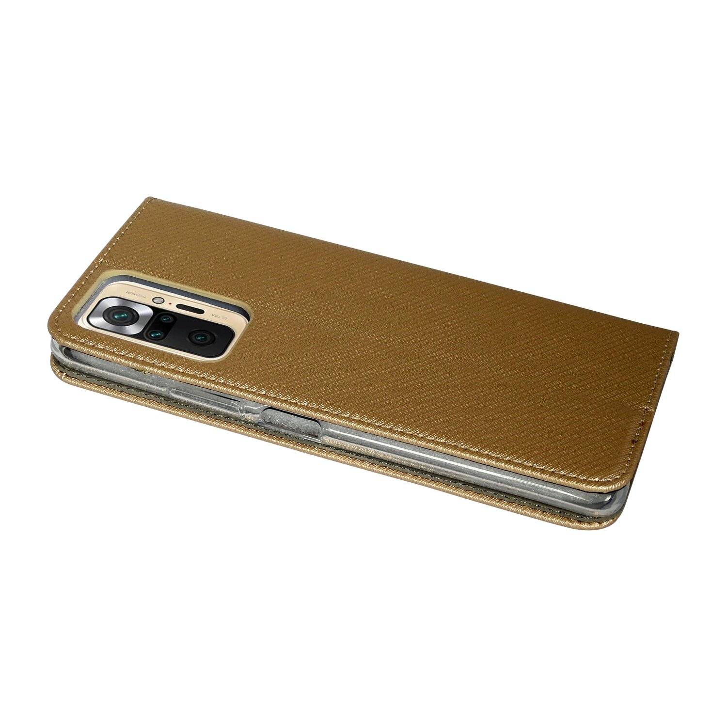 Buch Tasche "Smart" für XIAOMI REDMI NOTE 10 PRO Handy Hülle Etui Schutzhülle mit Standfunktion, Kartenfach Gold