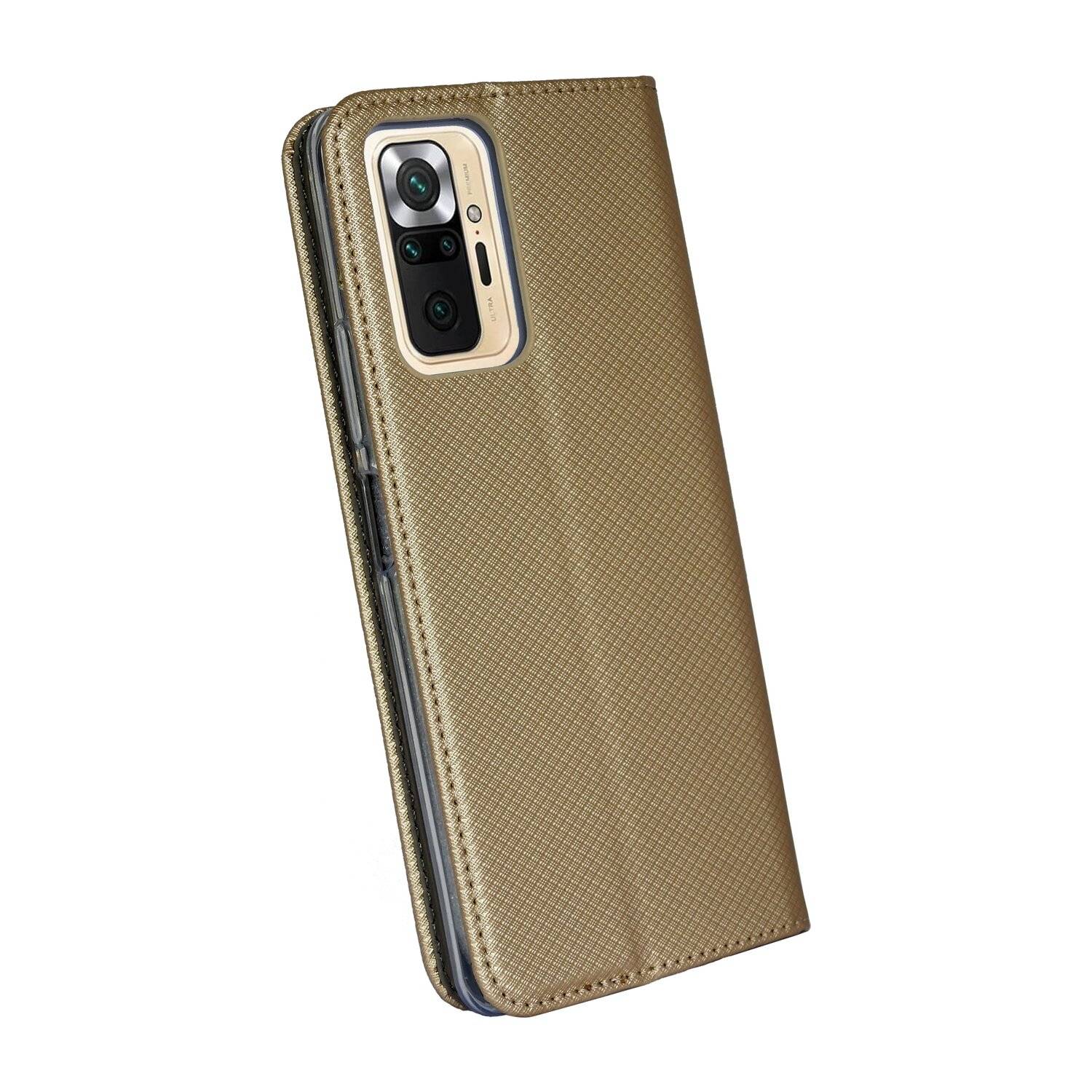 Buch Tasche "Smart" für XIAOMI REDMI NOTE 10 PRO Handy Hülle Etui Schutzhülle mit Standfunktion, Kartenfach Gold