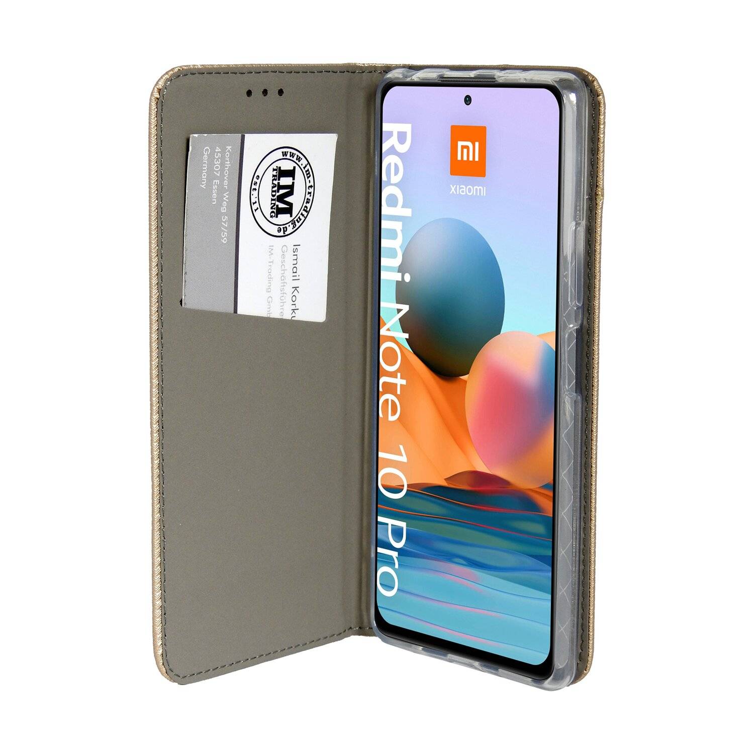 Buch Tasche "Smart" für XIAOMI REDMI NOTE 10 PRO Handy Hülle Etui Schutzhülle mit Standfunktion, Kartenfach Gold