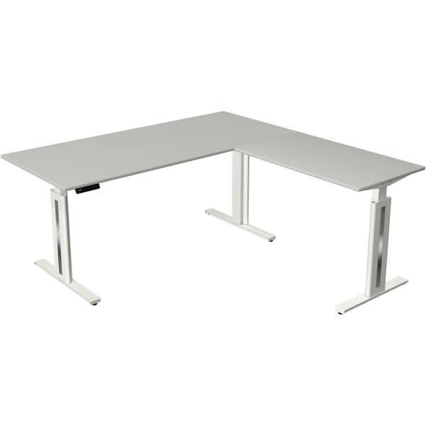 Sitz-/Stehtisch Move 3 BxTxH 180x180x72-120cm + Anbautisch lichtgrau/weiß