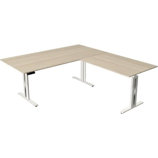 Sitz-/Stehtisch Move 3 BxTxH 200x220x72-120cm + Anbautisch ahorn/weiß