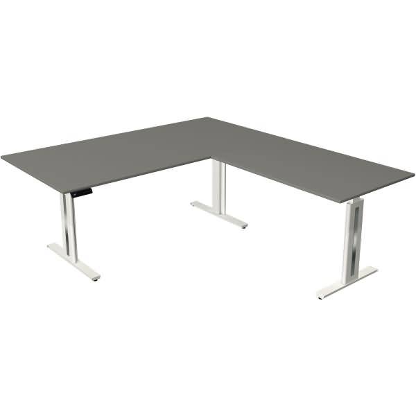 Sitz-/Stehtisch Move 3 BxTxH 200x220x72-120cm + Anbautisch grafit/weiß