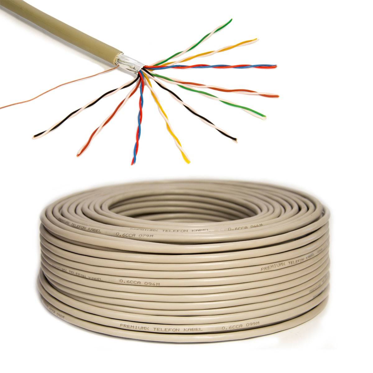 PremiumX 50m Telefonkabel 10x2x0,6mm J-Y(ST)Y Telefonleitung 20-Adern rund Fernmeldekabel Installationsleitung Verlegekabel