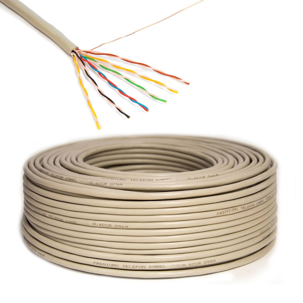 PremiumX 25m Telefonkabel 6x2x0,6mm J-Y(ST)Y Telefonleitung 12-Adern rund Fernmeldekabel Installationsleitung Verlegekabel