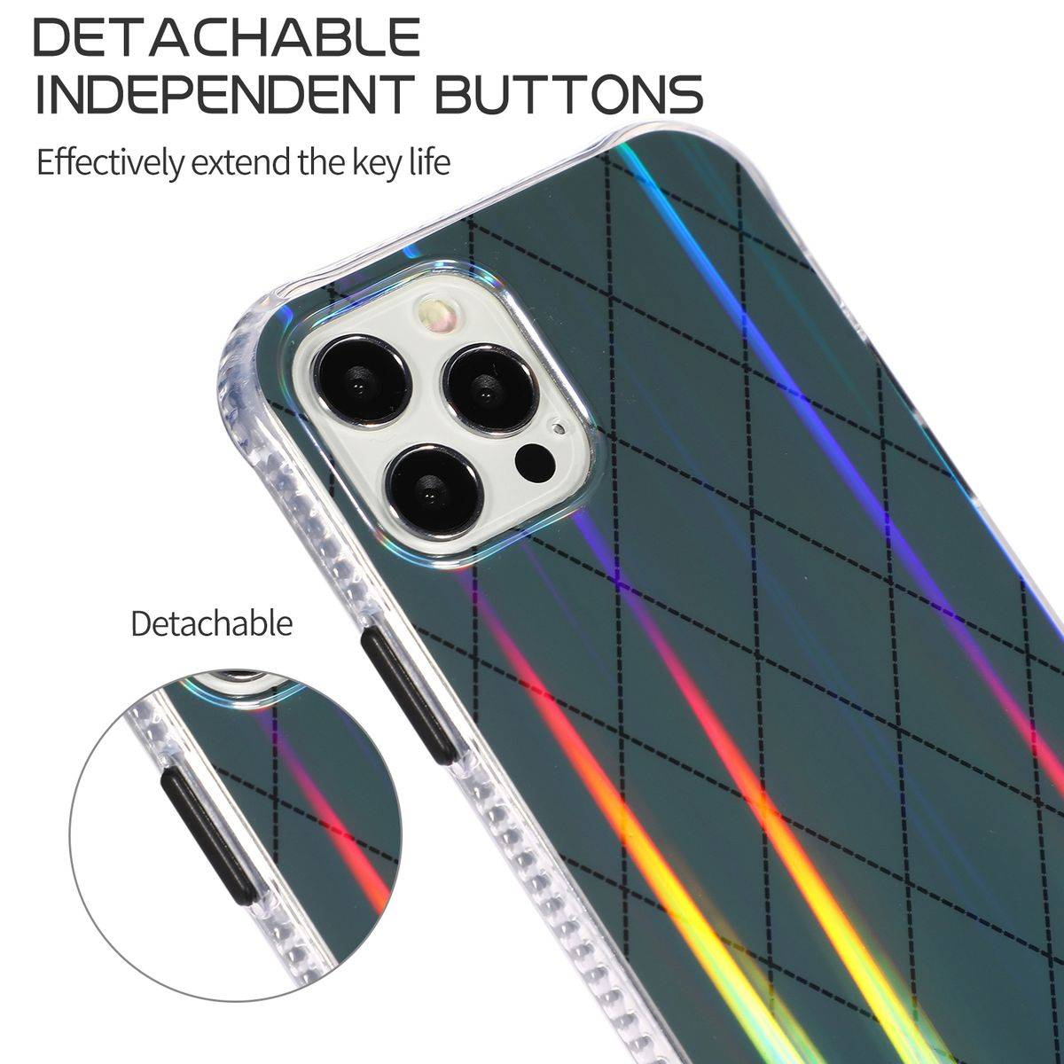 Für Apple iPhone 12 Pro Max Shockproof TPU Rauten Muster Schutz Tasche Hülle Cover Grau