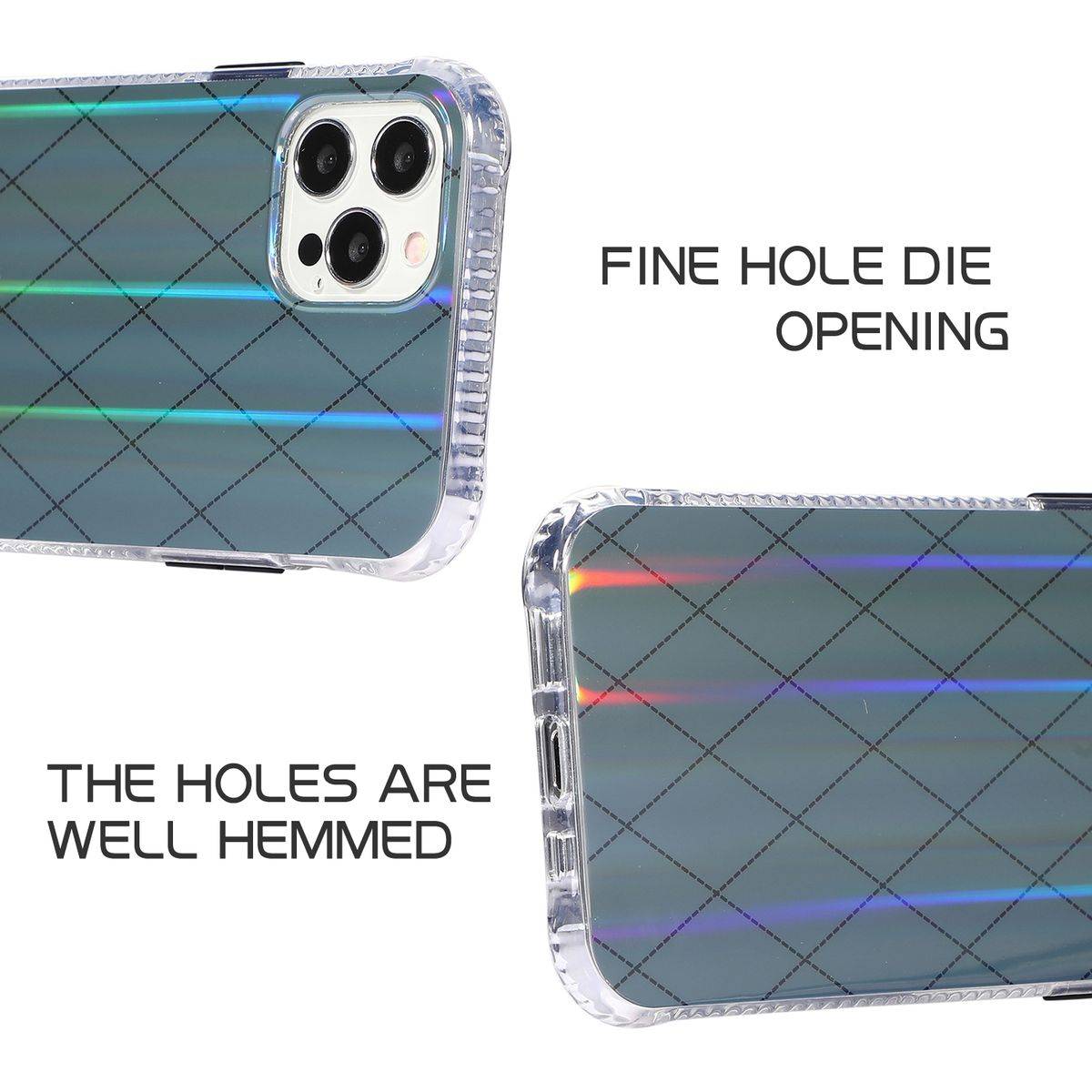 Für Apple iPhone 12 Pro Max Shockproof TPU Rauten Muster Schutz Tasche Hülle Cover Grau