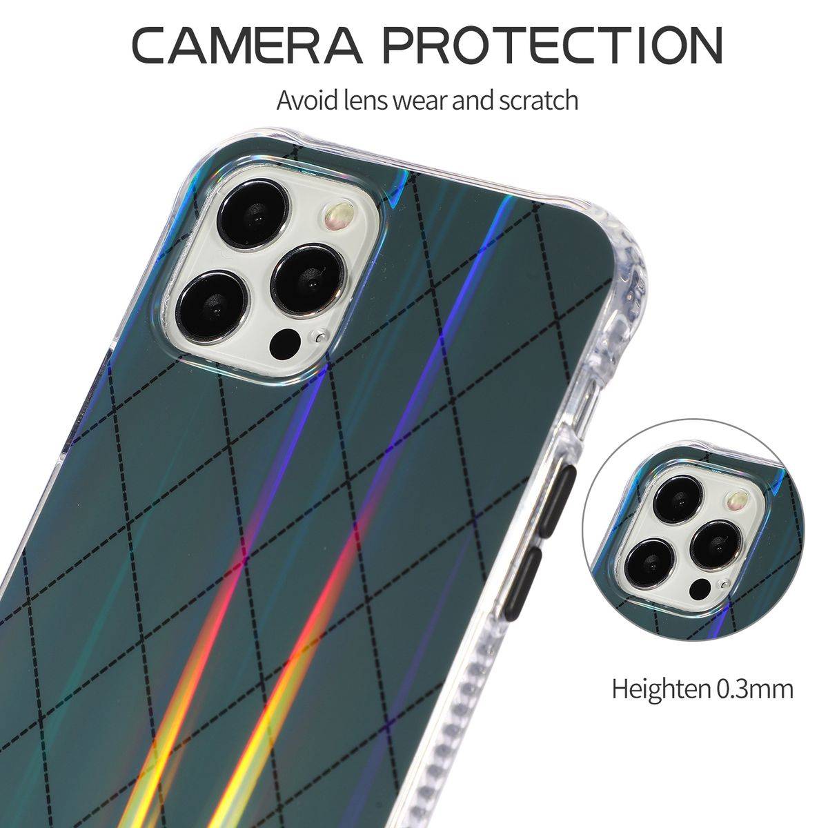 Für Apple iPhone 12 Pro Max Shockproof TPU Rauten Muster Schutz Tasche Hülle Cover Grau