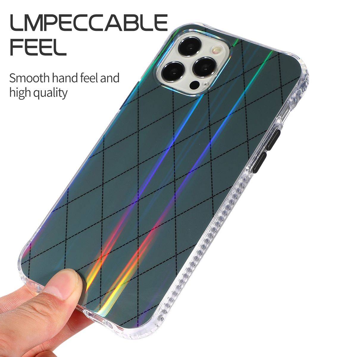 Für Apple iPhone 12 Pro Max Shockproof TPU Rauten Muster Schutz Tasche Hülle Cover Weiß