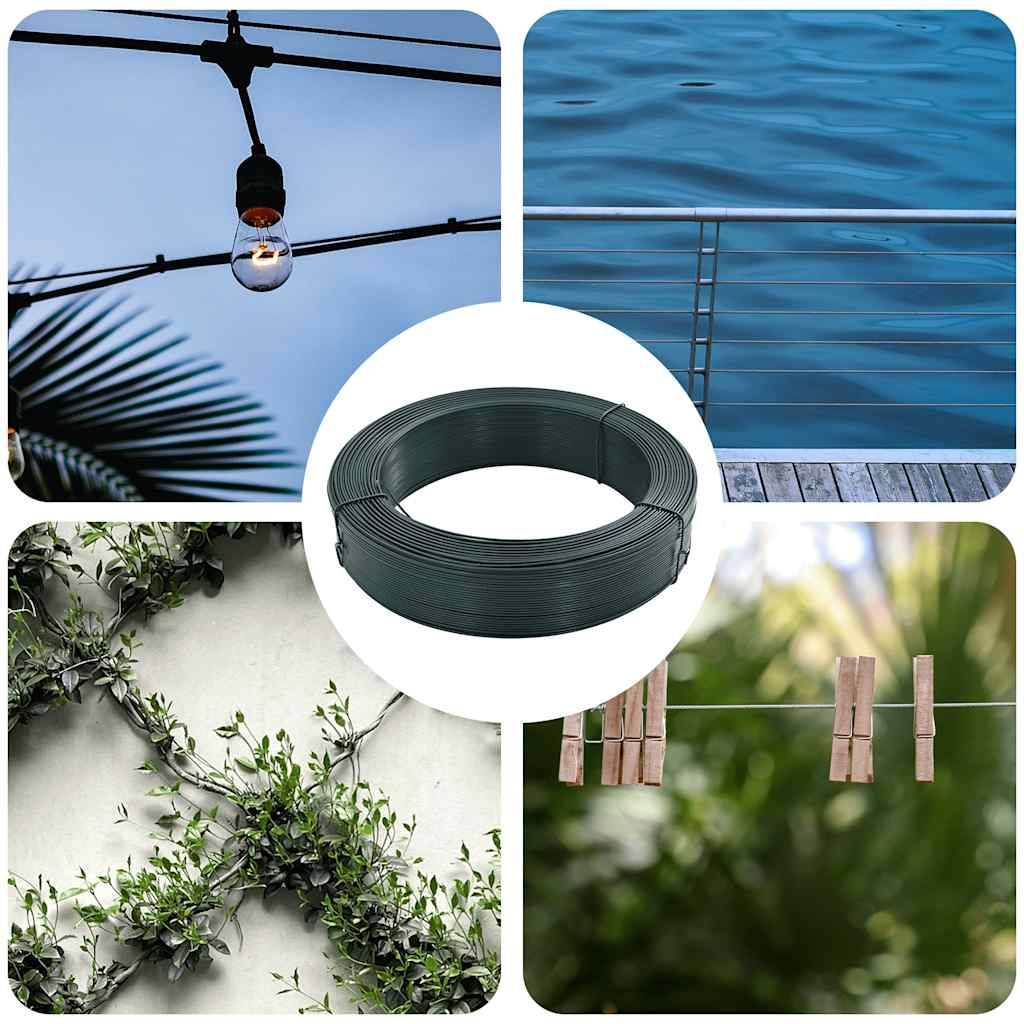 vidaXL Zaun-Bindedraht 250 m 0,9/1,4 mm Stahl Schwarzgrün