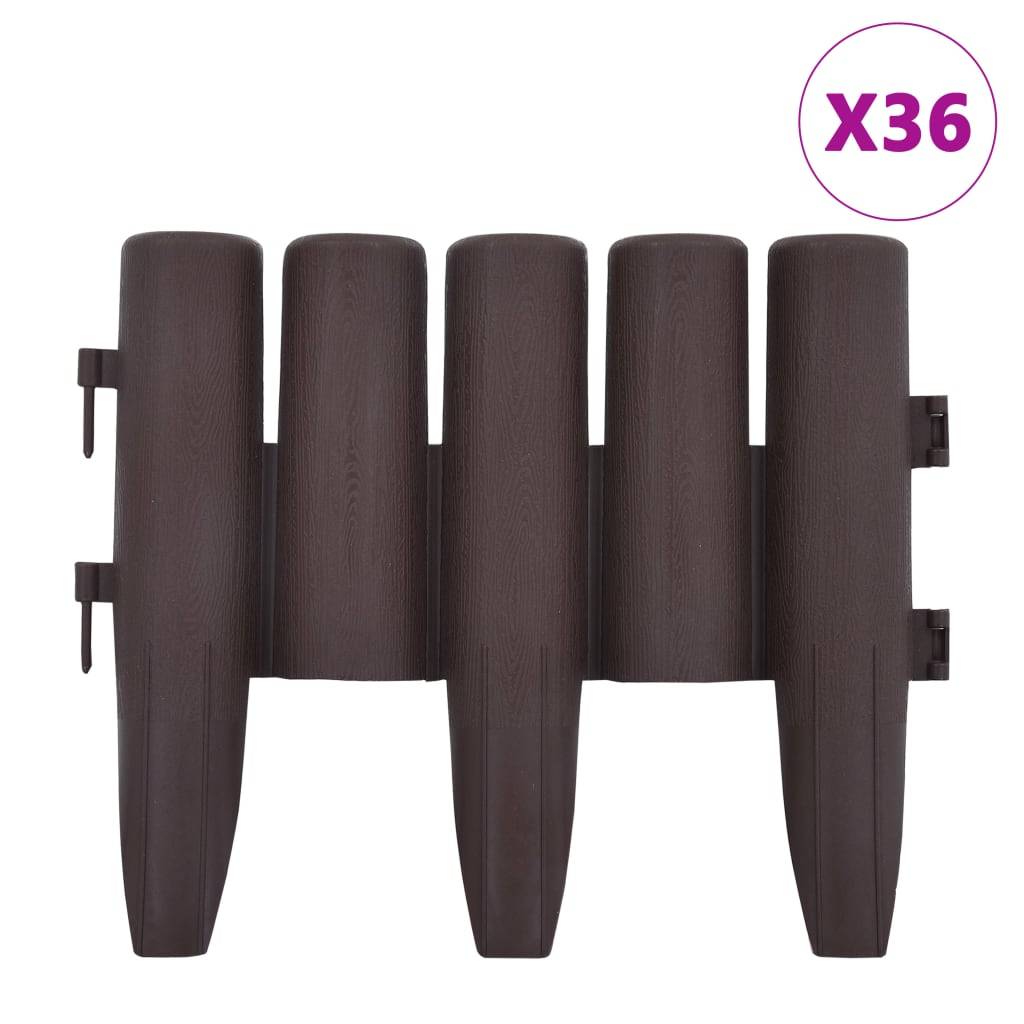 vidaXL Rasenkanten 36 Stk. Braun 10 m PP
