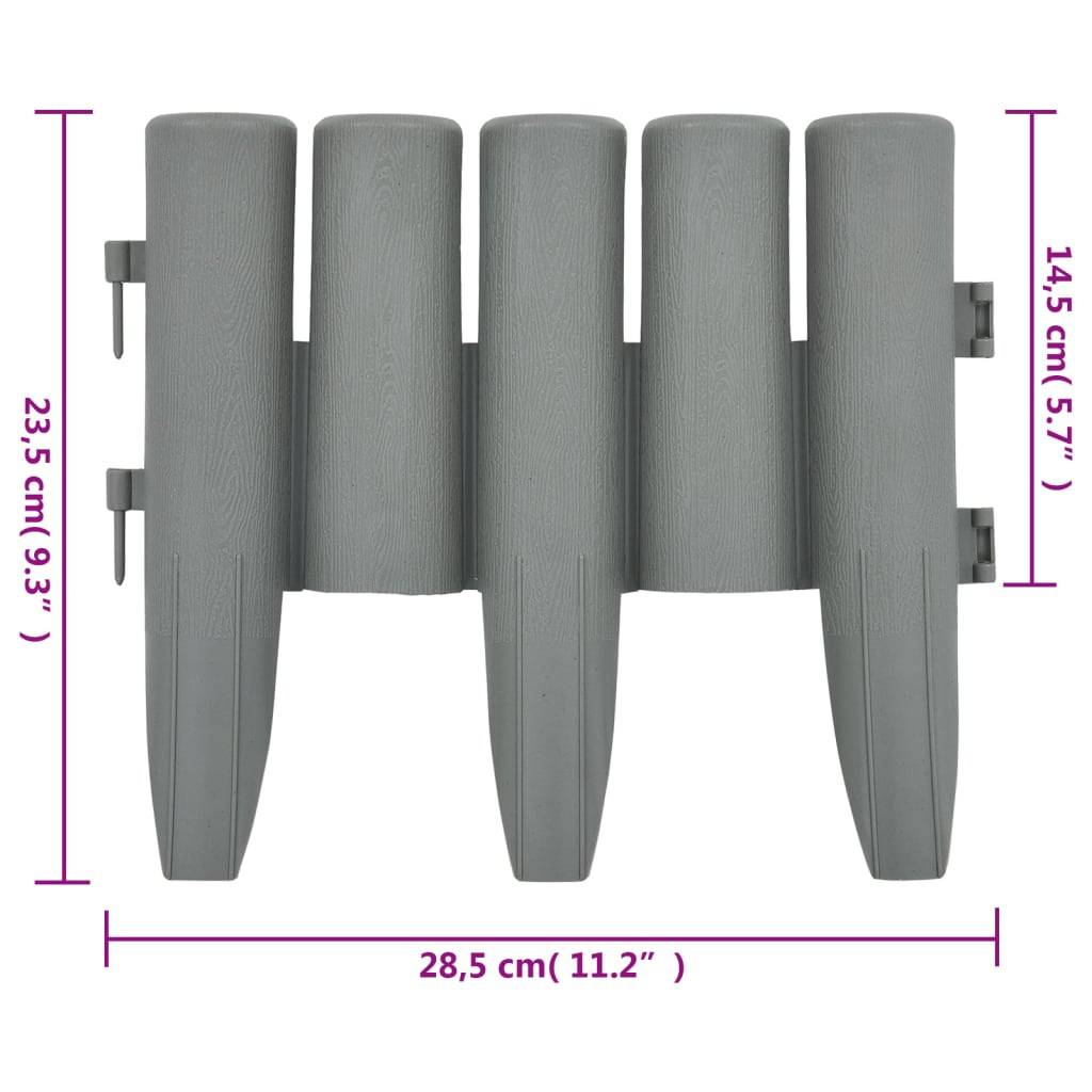 vidaXL Rasenkanten 36 Stk. Grau 10 m PP