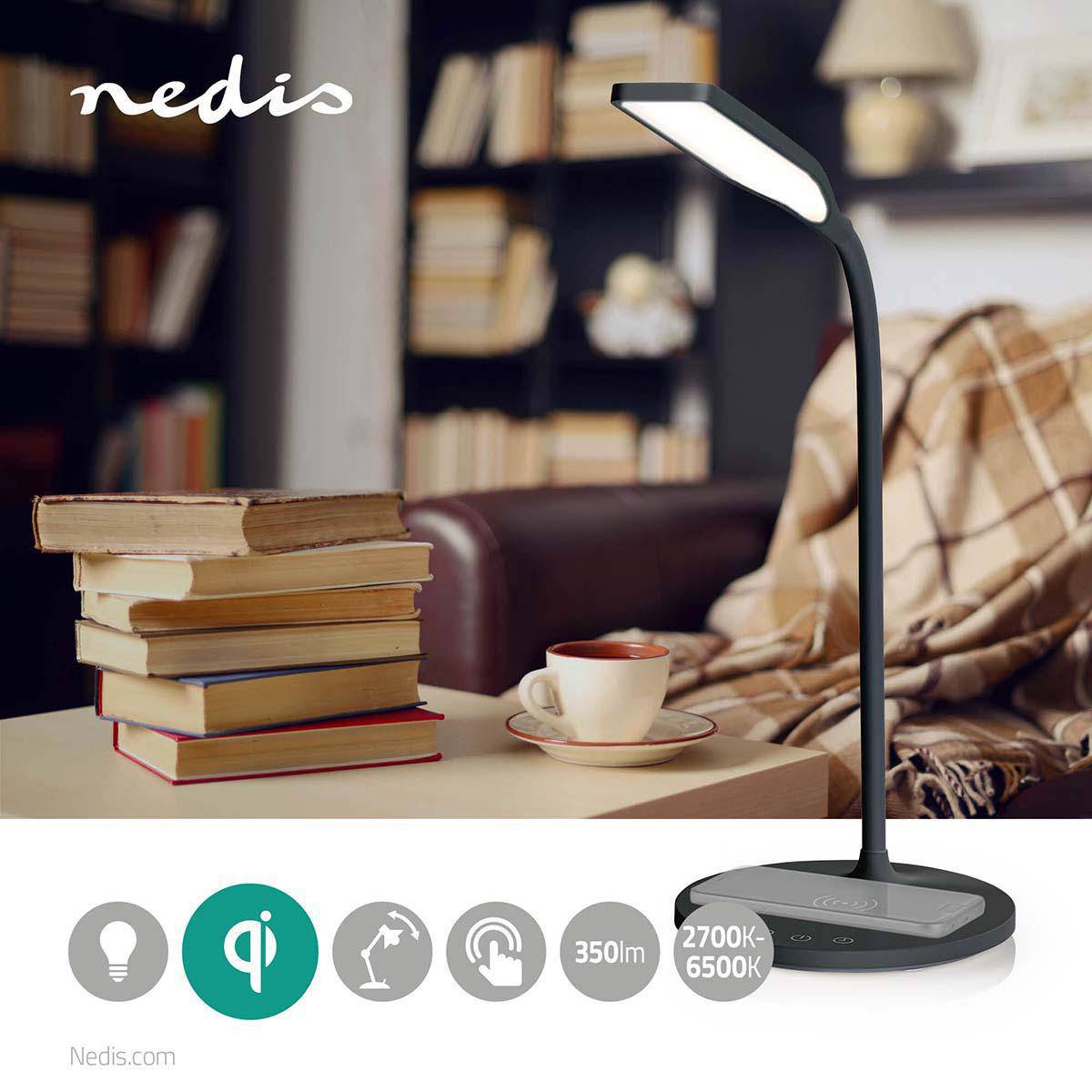 Nedis LED-Lampe mit Wireless-Ladegerät LTLGQ3M2BK