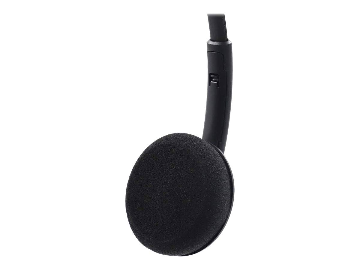 Schwarzes On-Ear-Kopfhörerset mit einer einzelnen runden Ohrmuschel und geschwungenem Kopfbügel auf weißem Hintergrund.