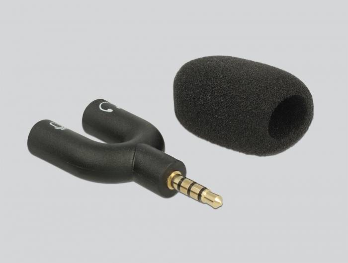 DeLOCK Delock Condenser Microphone Uni-Directional for Smartphone / Tablet 3.5 mm 4 Pin Stereo Jack 90° Angleable