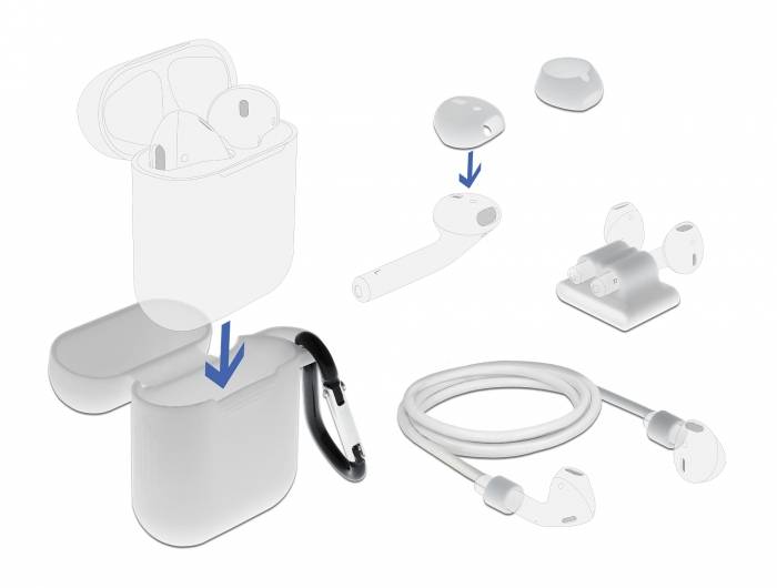 Delock - Zubehörkit für kabellose Kopfhörer - weiß - für Apple AirPods (1. Generation, 2. Generation)