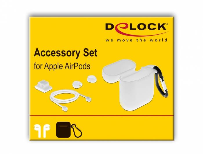 Delock - Zubehörkit für kabellose Kopfhörer - weiß - für Apple AirPods (1. Generation, 2. Generation)