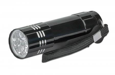 Manhattan 3er-Pack LED-Aluminiumtaschenlampe, 45 Lumen Ausgangsleistung, neun LEDs, kompaktes Format, schwarz, Hand-Blinklicht, Schwarz, Aluminium