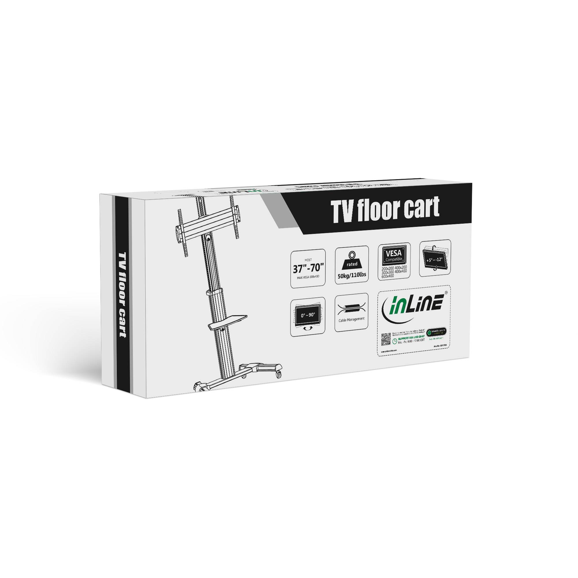 INLINE - TV-Wagen - höhenverstellbar - für LED-TV 37""-70"" (94-178cm) - max. 50kg