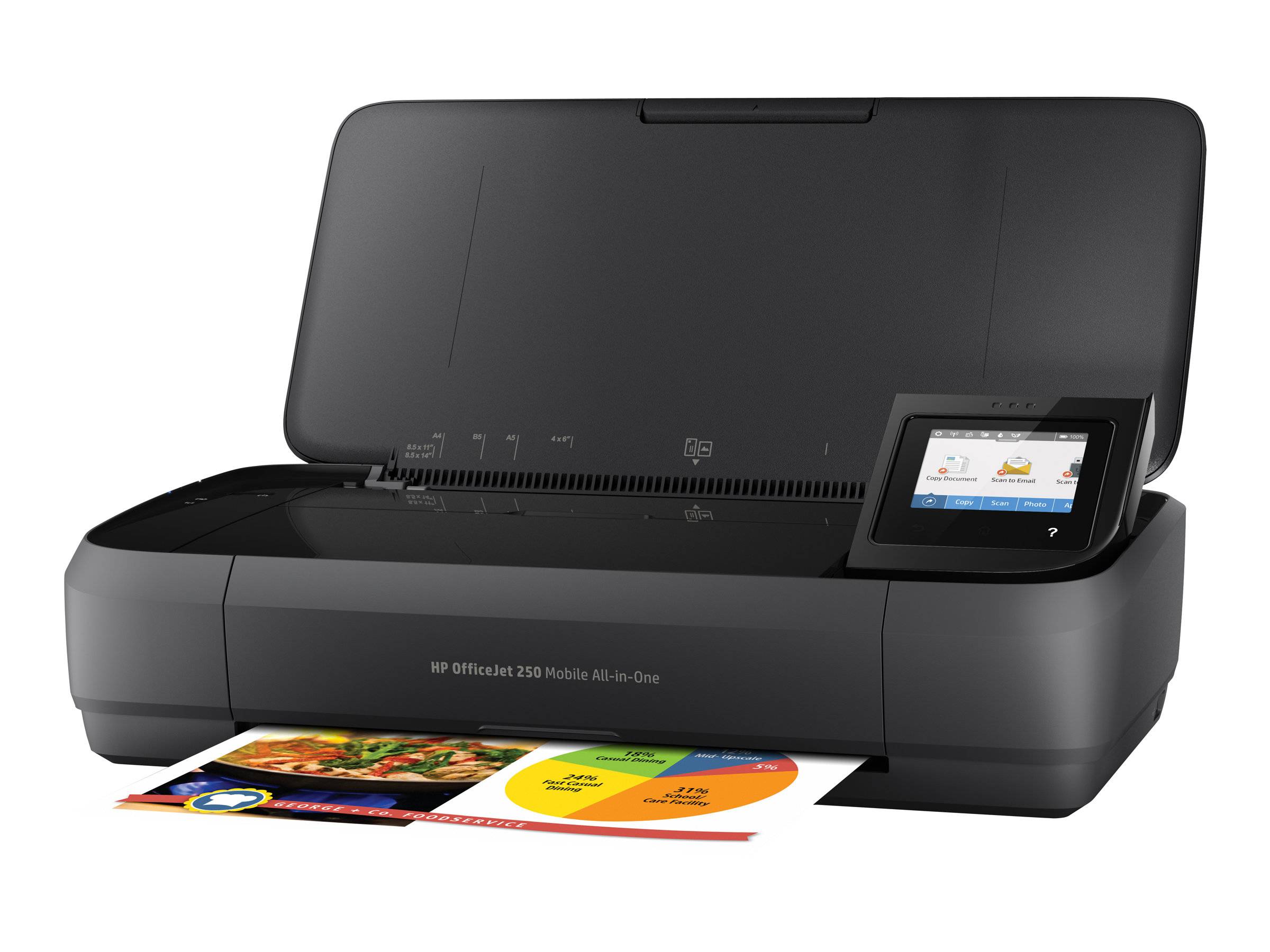 HP OfficeJet 250 All-in-One Multifunktionsdrucker Tintenstrahl Farbe A4 Drucker, Scanner, Kopierer Akku-Betrieb, WLAN, ADF
