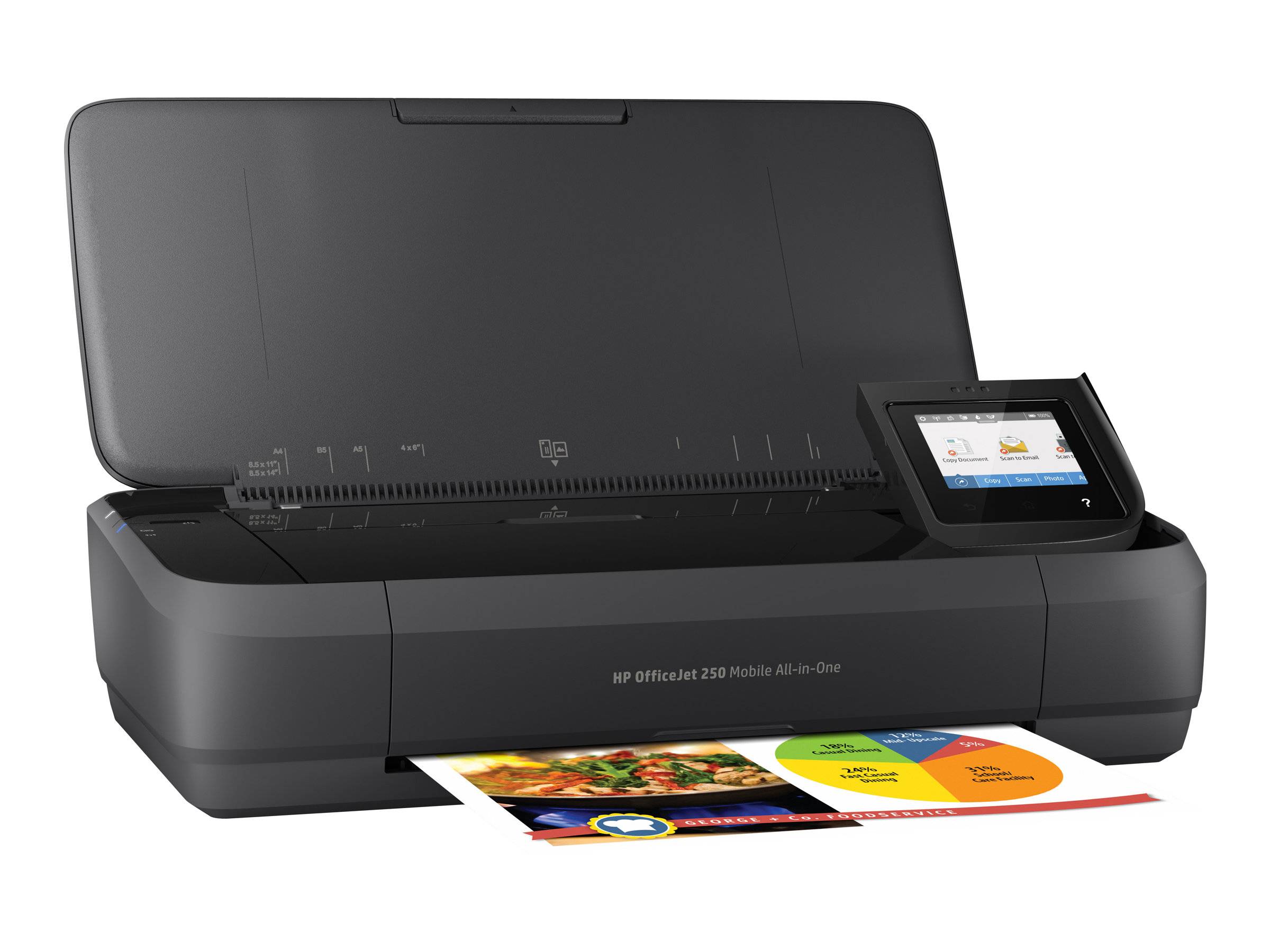 HP OfficeJet 250 All-in-One Multifunktionsdrucker Tintenstrahl Farbe A4 Drucker, Scanner, Kopierer Akku-Betrieb, WLAN, ADF