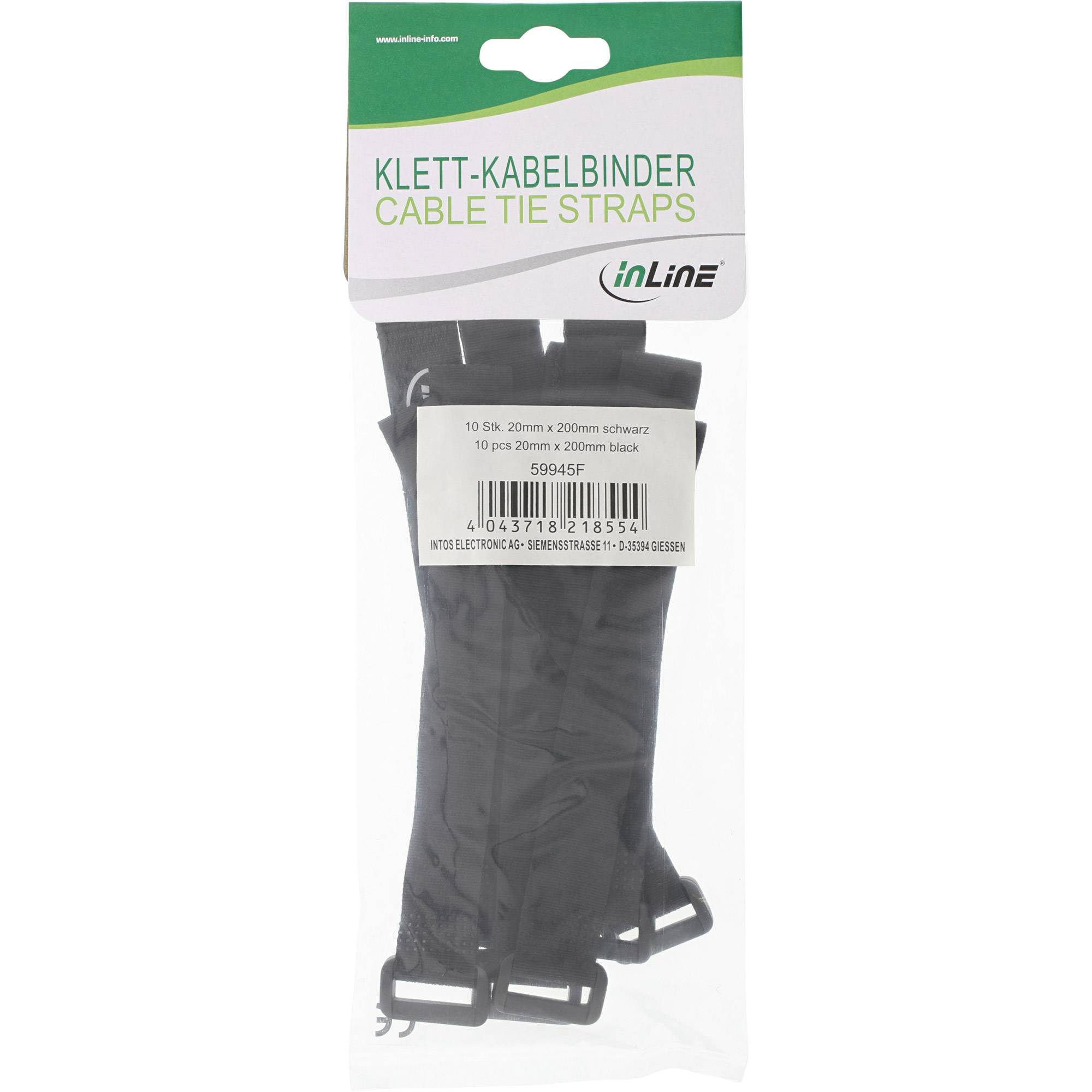 INLINE - Klettschlaufen 20x200mm - 10er - schwarz
