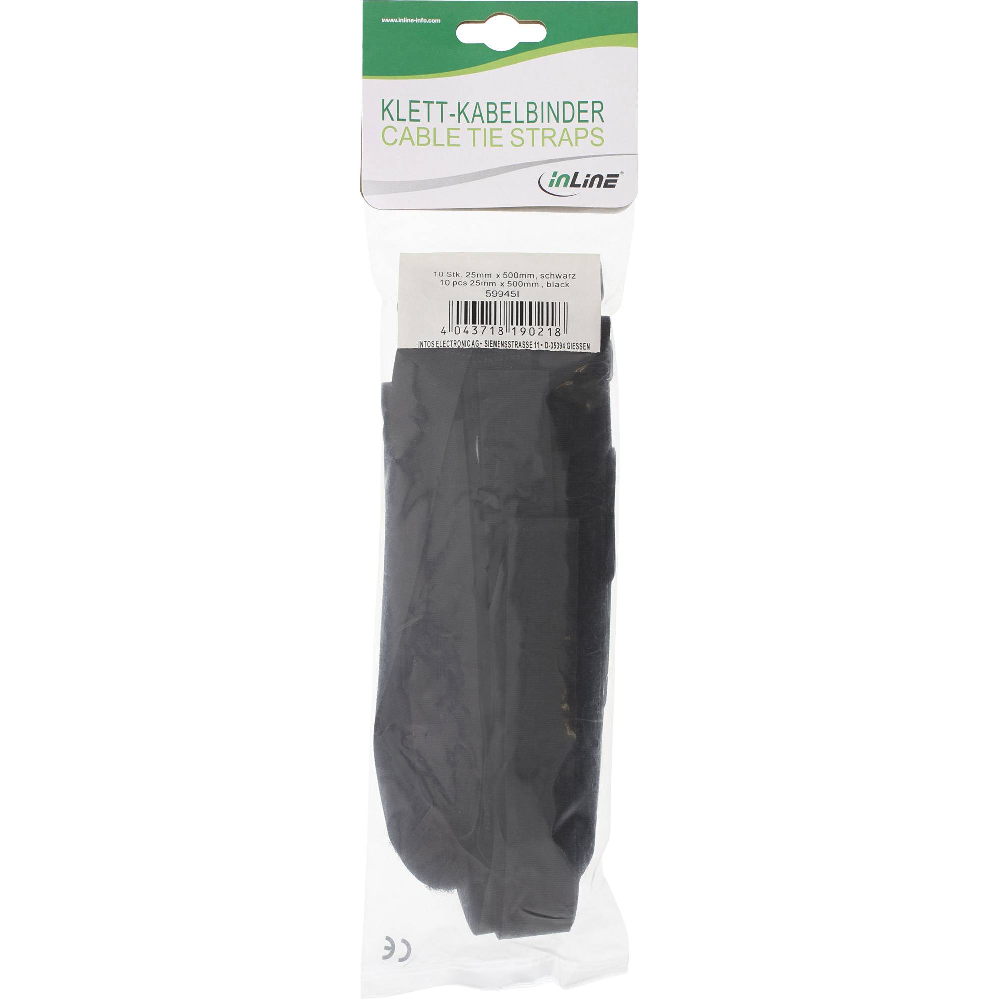 INLINE - Klettschlaufen 25x500mm - 10er - schwarz