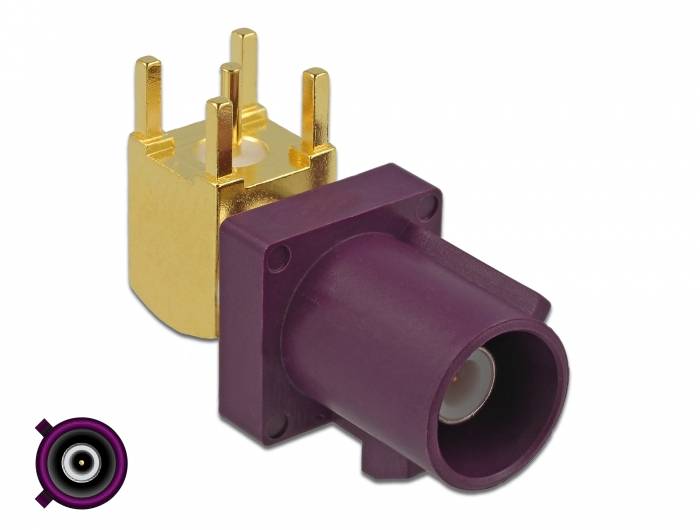 DeLOCK 89775, FAKRA D, Männlich, 90°, Gold, Gold, Edelstahl, Violett, Messing, Bronze, Nickel, Kunststoff