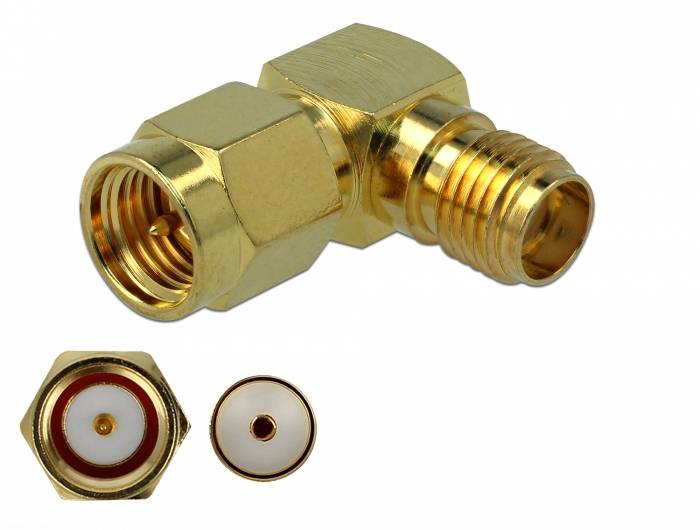 DeLOCK - Antennenadapter - SMA (R) gewinkelt bis SMA (S)