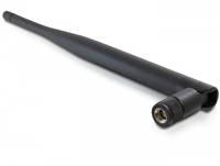 Schwarze externe Antenne mit abgewinkeltem Anschluss, gezeigt auf weißem Hintergrund.