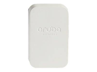 Weißer, wandmontierter WLAN-Zugangspunkt von Aruba Networks auf einfachem Hintergrund.