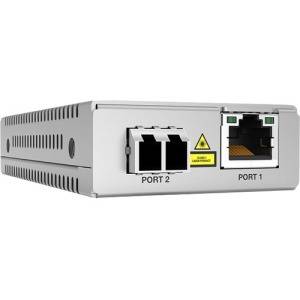 Seitenansicht eines kleinen Netzwerkgeräts mit zwei gekennzeichneten Anschlüssen: „PORT 2
