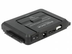 Tragbare Dell-Dockingstation mit mehreren Anschlüssen, einschließlich Stromversorgung, USB und Netzwerk-Steckverbindern.