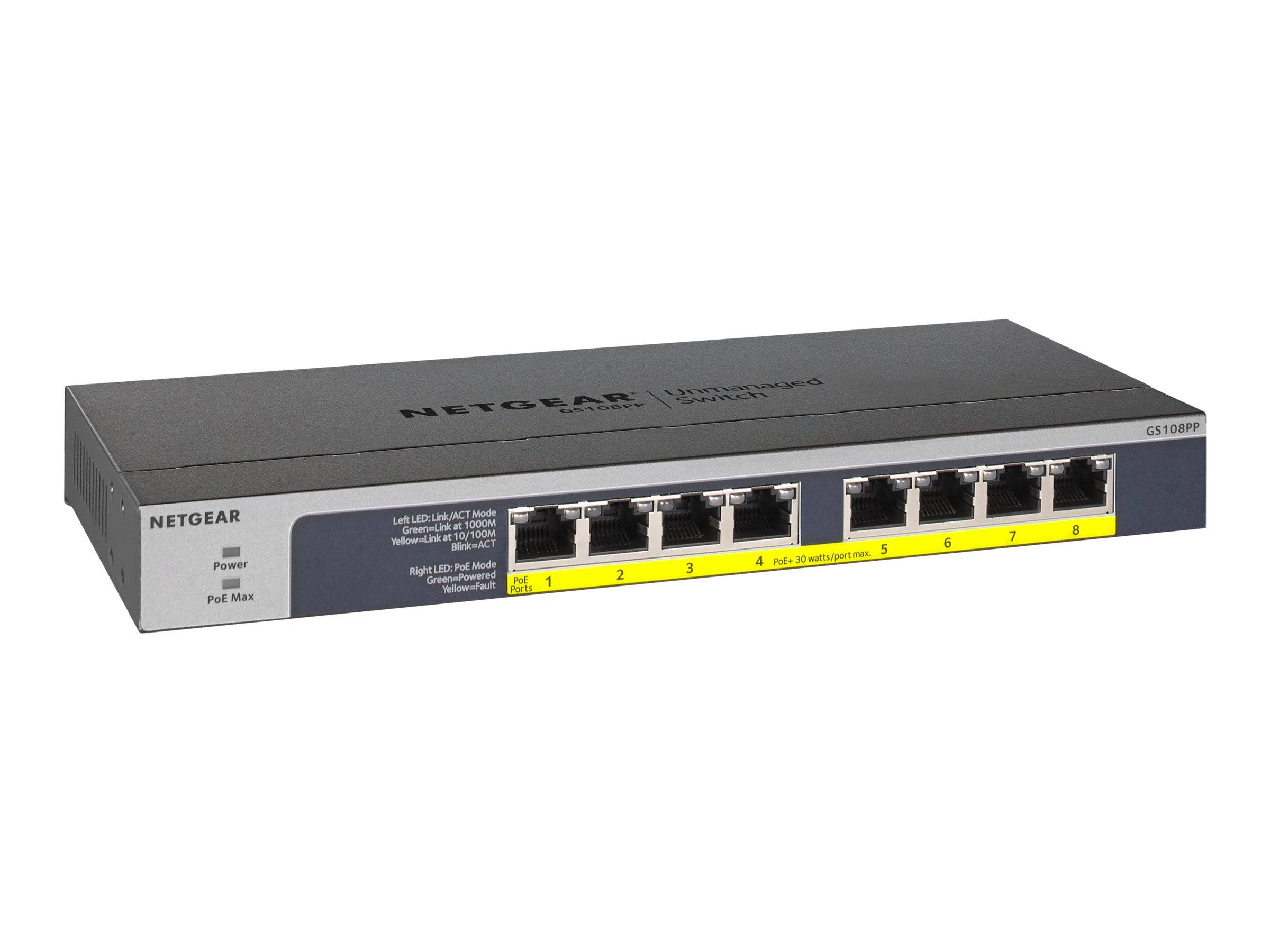 NETGEAR GS108LP - Switch - 8 x 10/100/1000 (PoE+)
