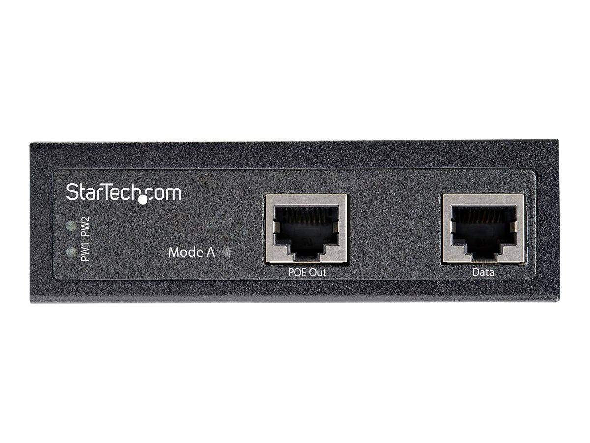 StarTech.com Industrial Gigabit Ethernet PoE Injector - 30W 802.3at PoE + Midspan 48V-56VDC Hutschiene Power over Ethern