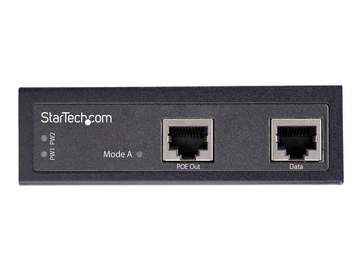 StarTech.com Industrial Gigabit Ethernet PoE Injector - 30W 802.3at PoE + Midspan 48V-56VDC Hutschiene Power over Ethern