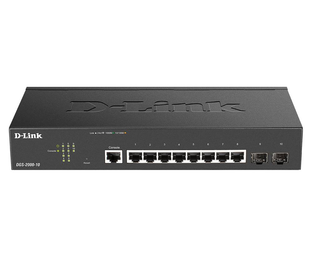 D-Link DGS 2000-10 - Switch - L3 - managed - 8 x 10/100/1000 + 2 x Fast Ethernet/Gigabit SFP, kombiniert