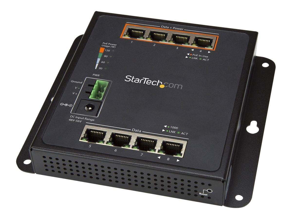 StarTech.com 8 Port POE Managed Ethernet Switch - 30W per PoE+ Port - Industrieller managed Wandmontage Netzwerk Switch