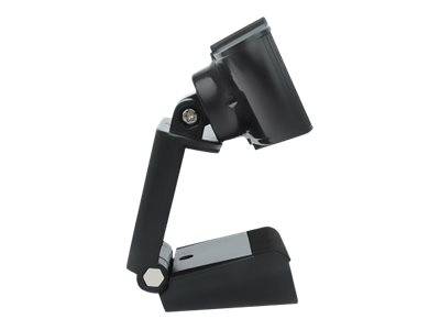 Manhattan USB Webcam, Two Megapixels, 1080p Full HD, USB-A, Integrated Microphone, Adjustable Clip Base, 30 frame per second, Black, Three Year