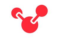Rotes Netzwerk-/Freigabesymbol mit drei verbundenen kreisförmigen Knoten auf weißem Hintergrund.