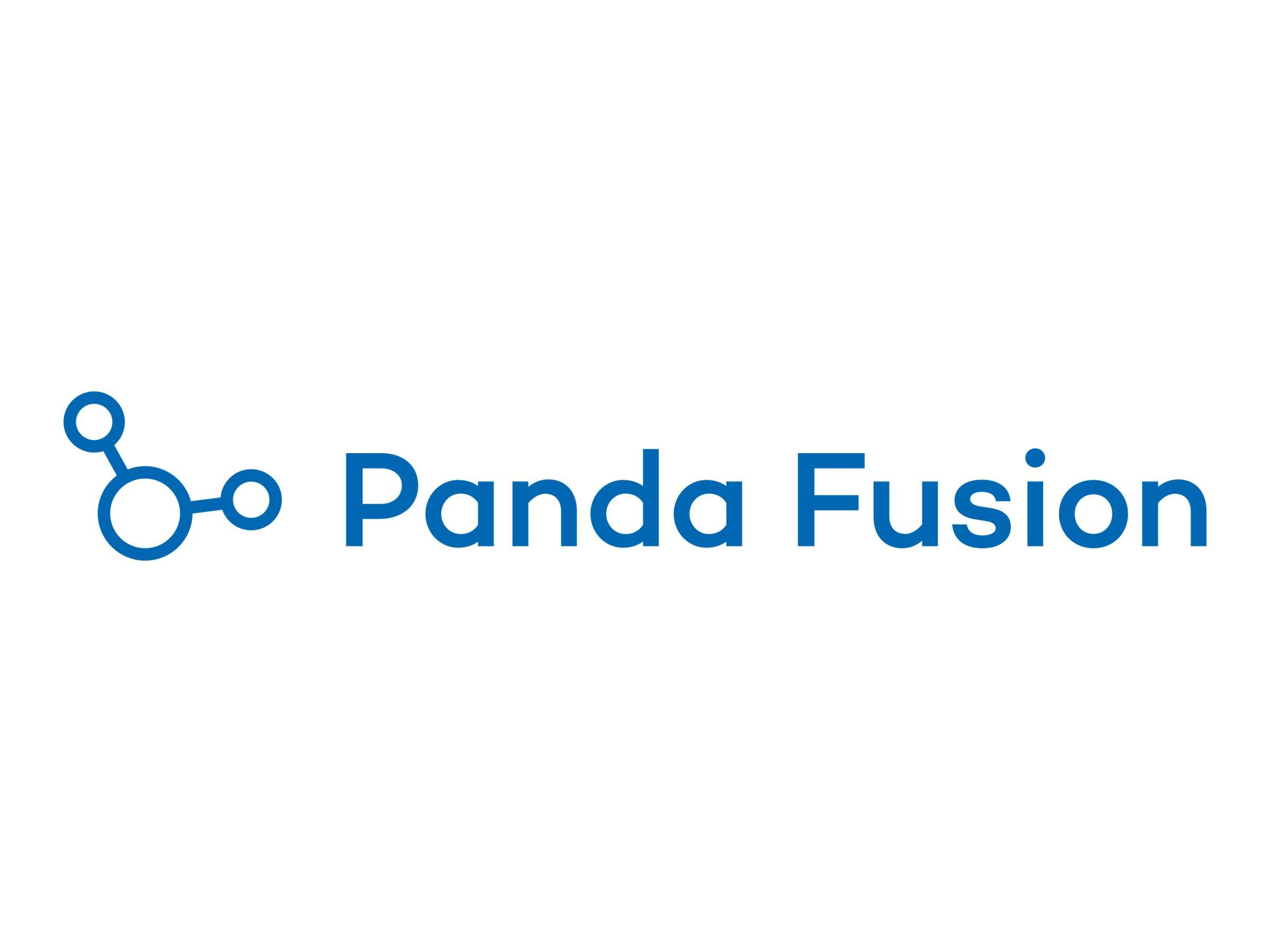Panda Fusion Logo mit blauem verbundenem Kreis-Symbol und dem Markennamen auf weißem Hintergrund.