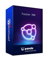 Schachtelbild für „Fusion 360" von Panda Security, das ein leuchtendes netzwerkähnliches Symbol auf einer dunkelvioletten Produktbox zeigt.