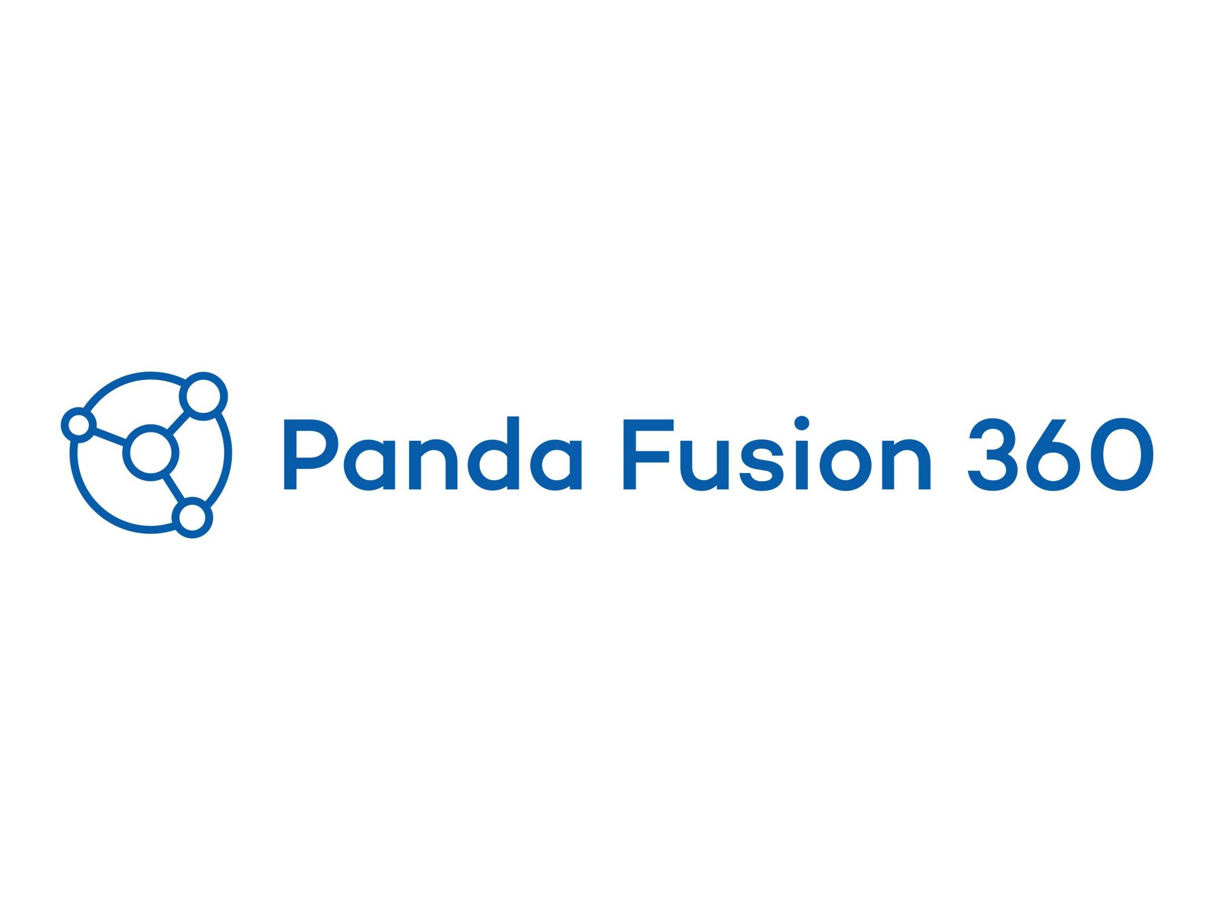 Panda Fusion 360 Logo mit einem blauen Symbol verbundener Knoten und dem Text „Panda Fusion 360