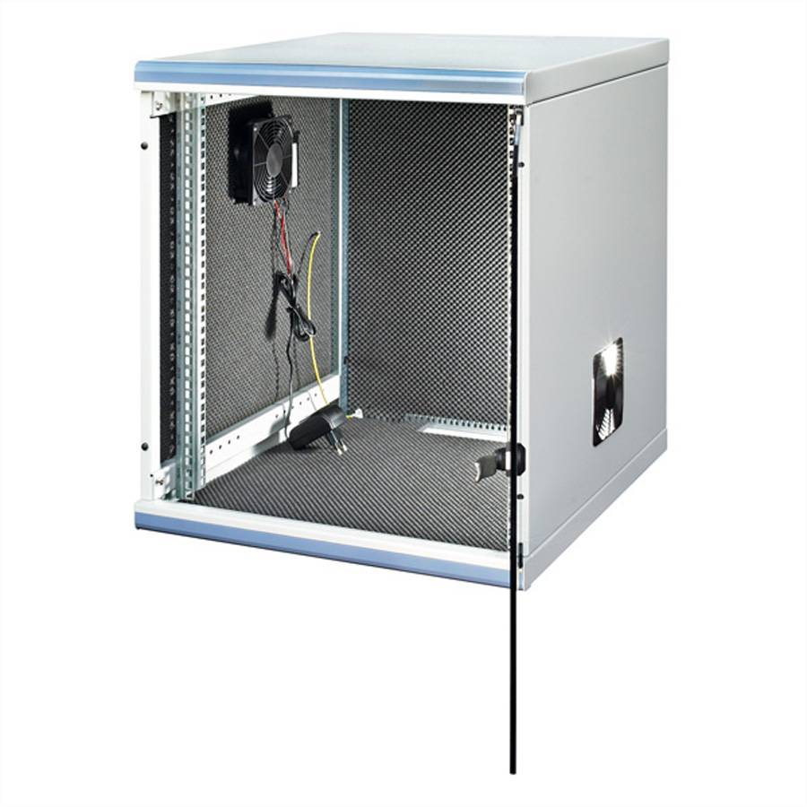 optiRACK "silent" aktiv 12HE, 612x555x600mm, schallgedämmt, Untertisch-Schrank